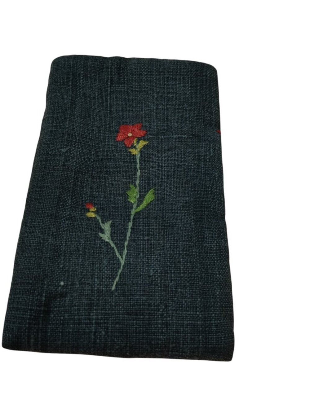 Denim Floral Glasses Case Soft Pouch Recycled Fabric Embroidered Upcycled